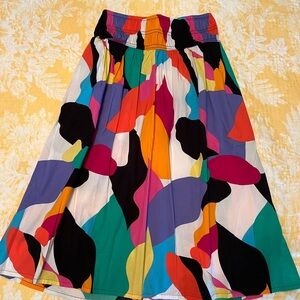 Bold Patterned, Elastic Waist, mid-calf length skirt